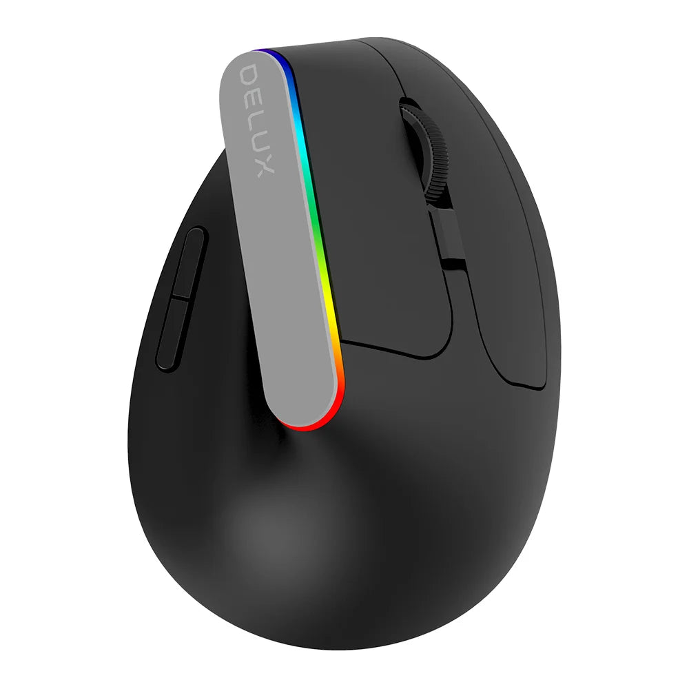 Delux M618C Wireless Vertical Ergonomic Mouse — Silent, RGB, 1600 DPI