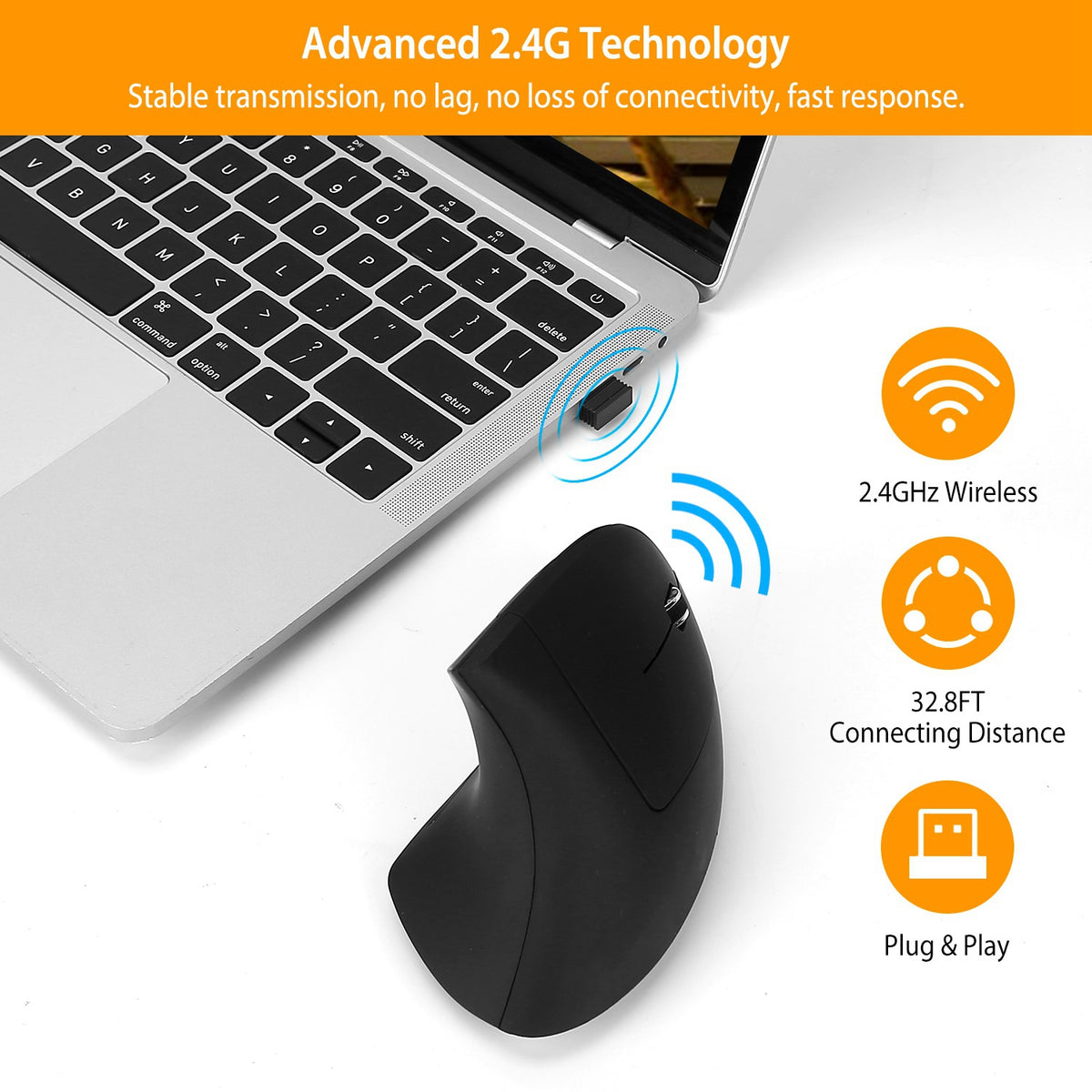 Vertical mouse showing natural handshake wrist position