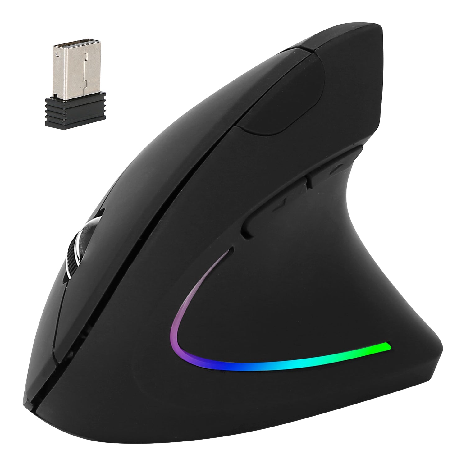 Wireless vertical ergonomic mouse in black