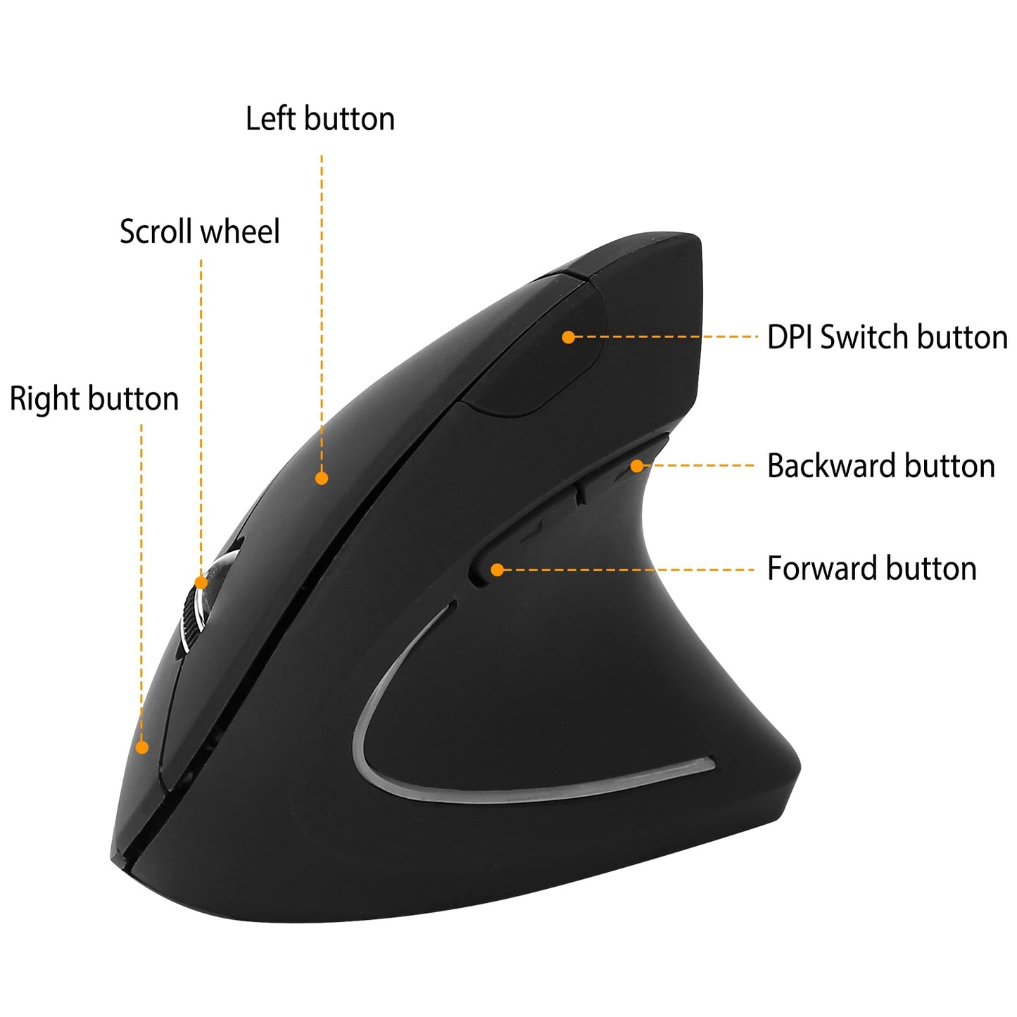 Wireless USB receiver stored inside the vertical mouse