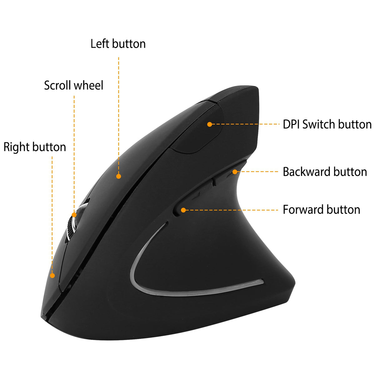 Wireless USB receiver stored inside the vertical mouse