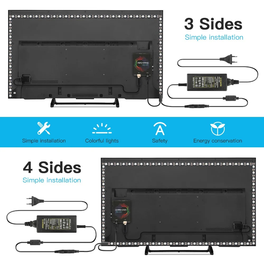 Ambient Backlight LED Strip Kit — Addressable WS2812B USB TV & PC Bias Lighting (1-5m)