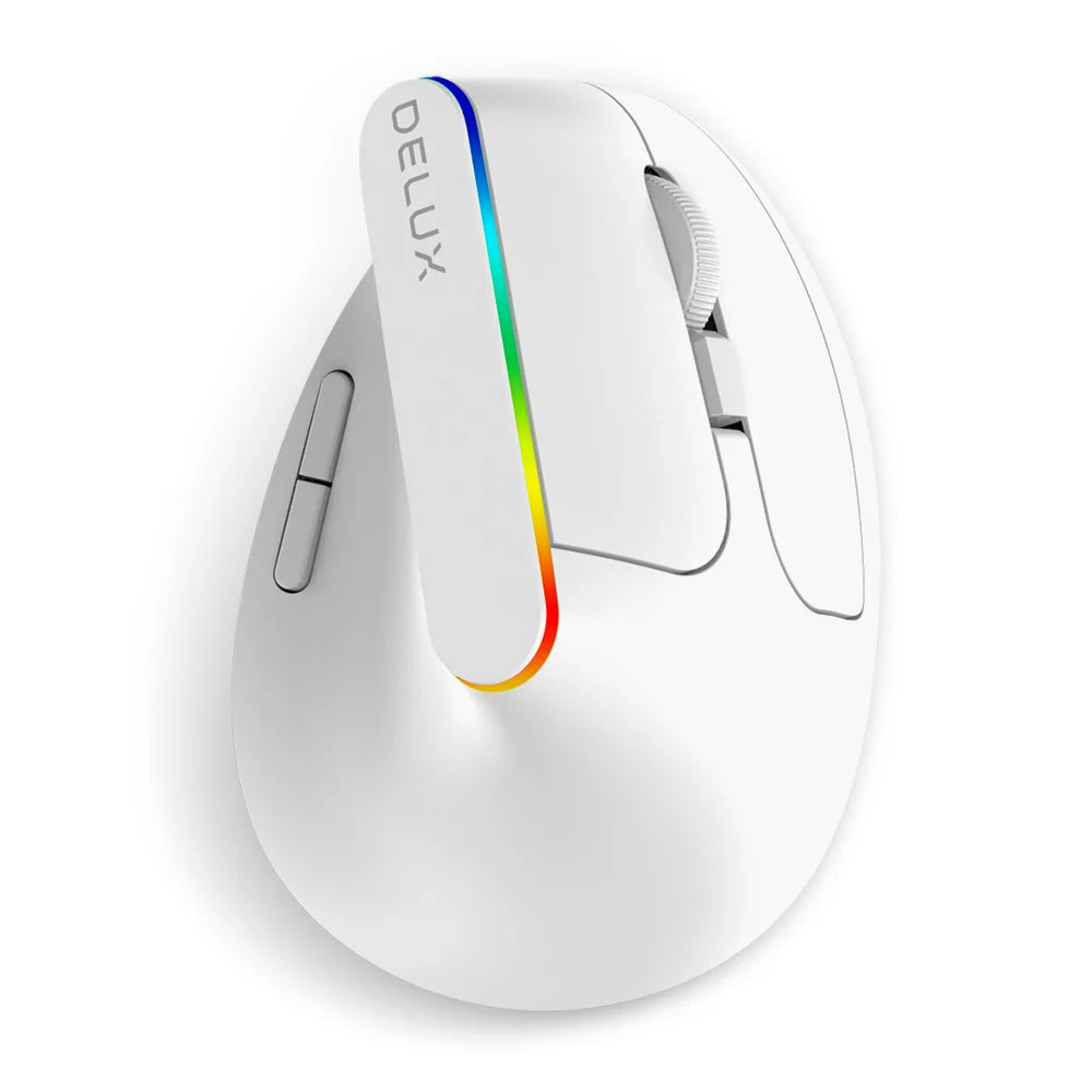 Delux M618C Wireless Vertical Ergonomic Mouse — Silent, RGB, 1600 DPI