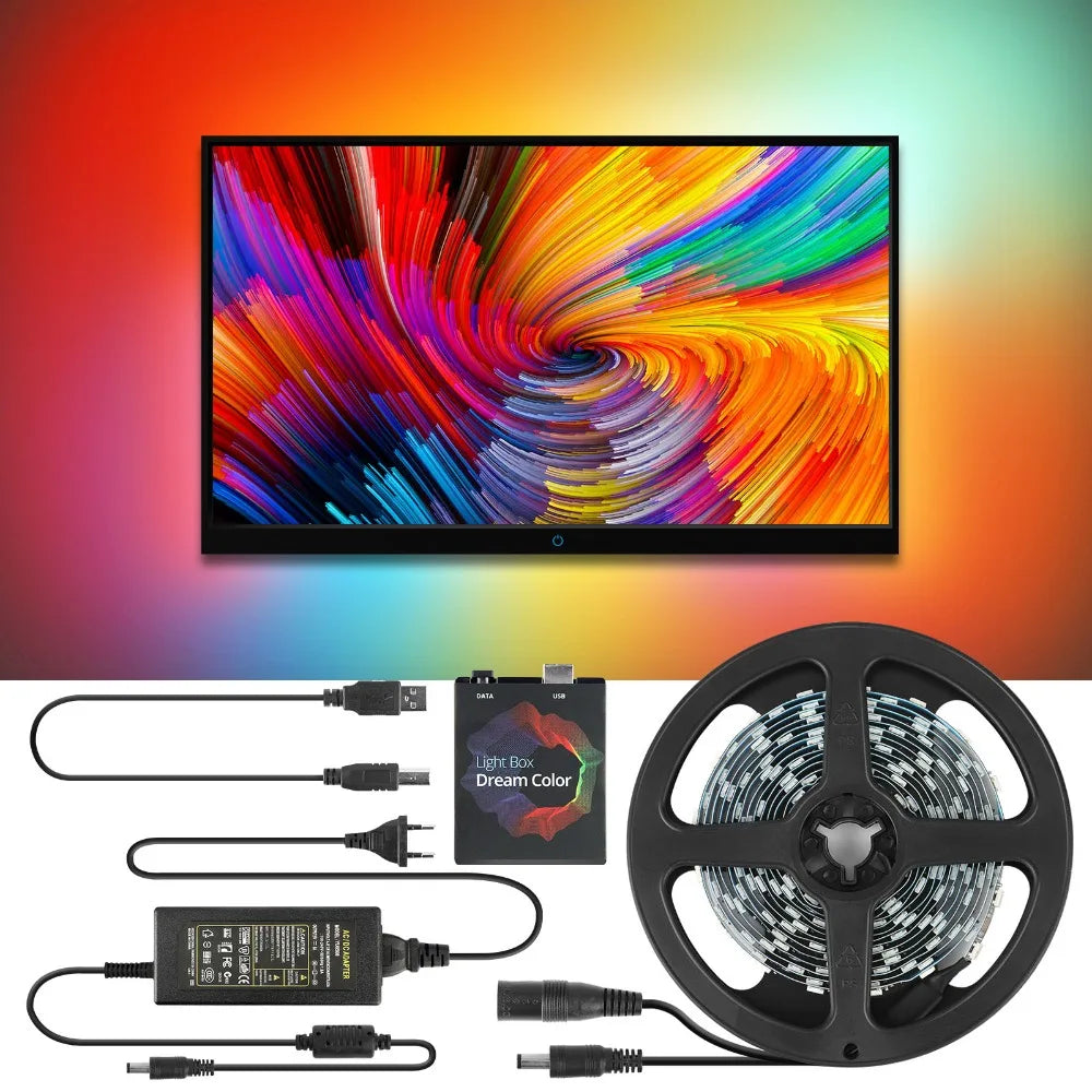 Ambient Backlight LED Strip Kit — Addressable WS2812B USB TV & PC Bias Lighting (1-5m)