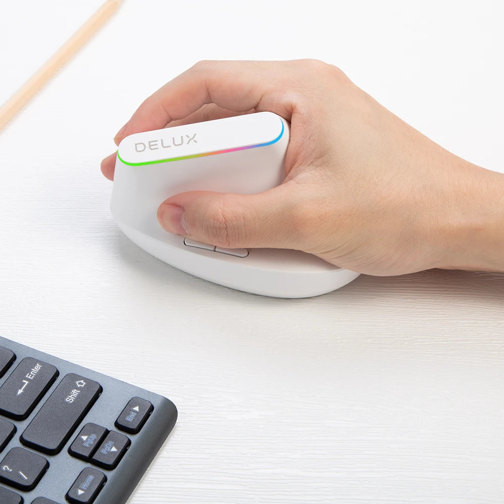 Delux M618C Wireless Vertical Ergonomic Mouse — Silent, RGB, 1600 DPI