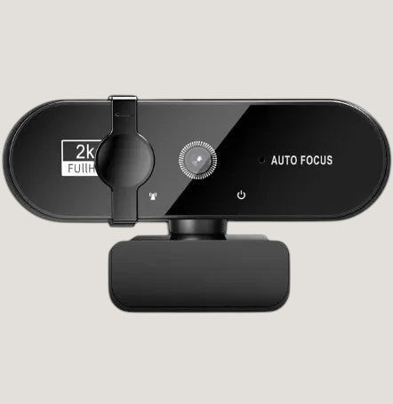 Black Melora 4K webcam with auto-focus and built-in microphone, close-up view
