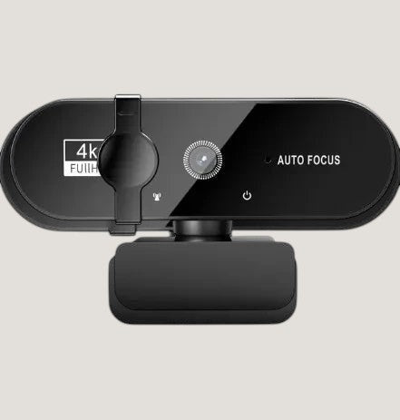 Black Melora 4K webcam with auto-focus and built-in microphone, alternate angle