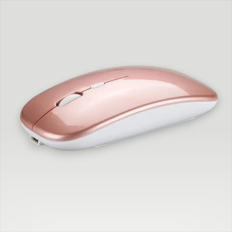Pink Melora wireless mouse with Bluetooth and USB receiver, slim ergonomic design