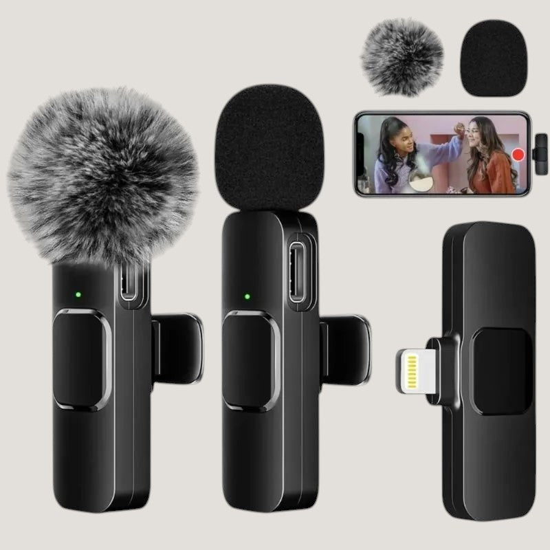 Melora wireless lavalier microphone 2-pack with windscreens for smartphone video recording