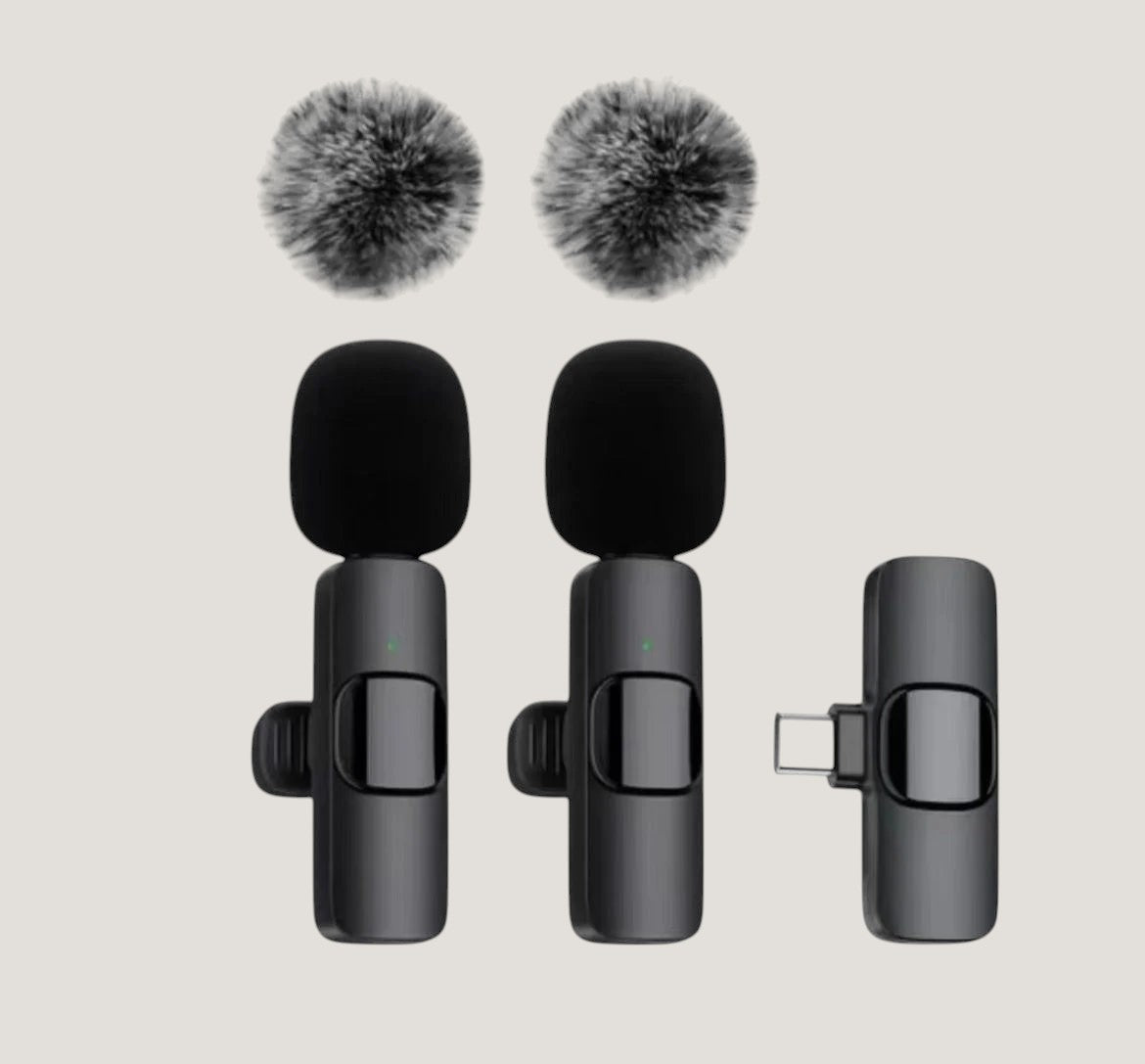 Melora wireless lavalier microphone set of two with windscreens for smartphone video recording