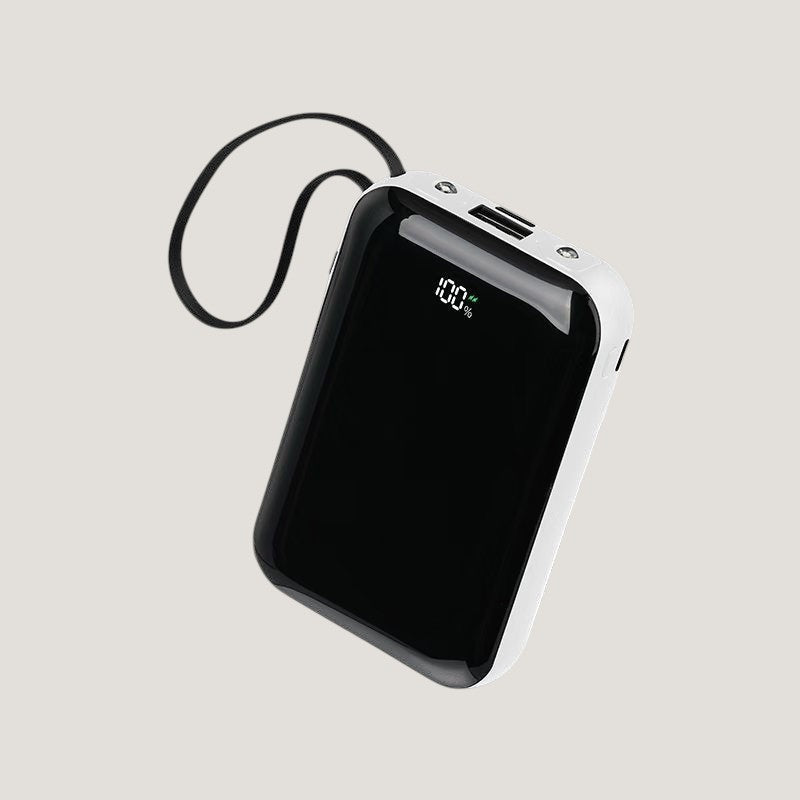 White Melora wireless power bank with mirror finish and digital display