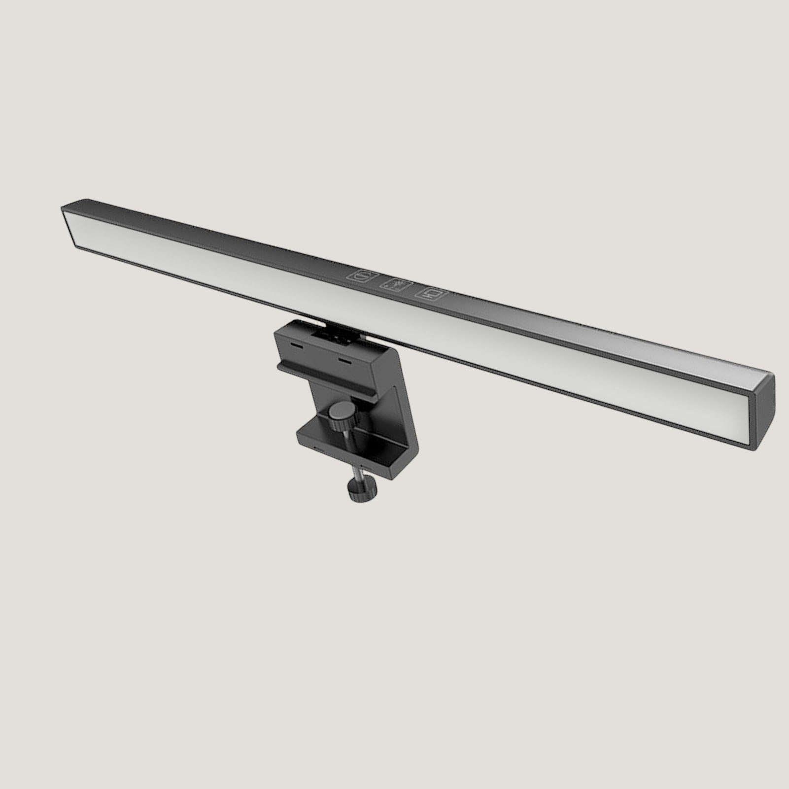 Black Melora monitor light bar with adjustable mounting clamp
