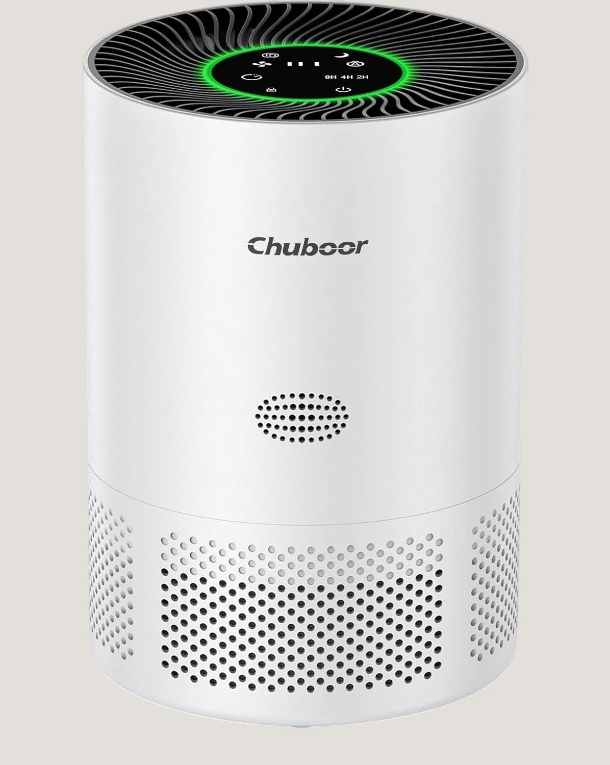 White Melora Chuboor air purifier with H13 HEPA filter, touch control panel and Wi-Fi support
