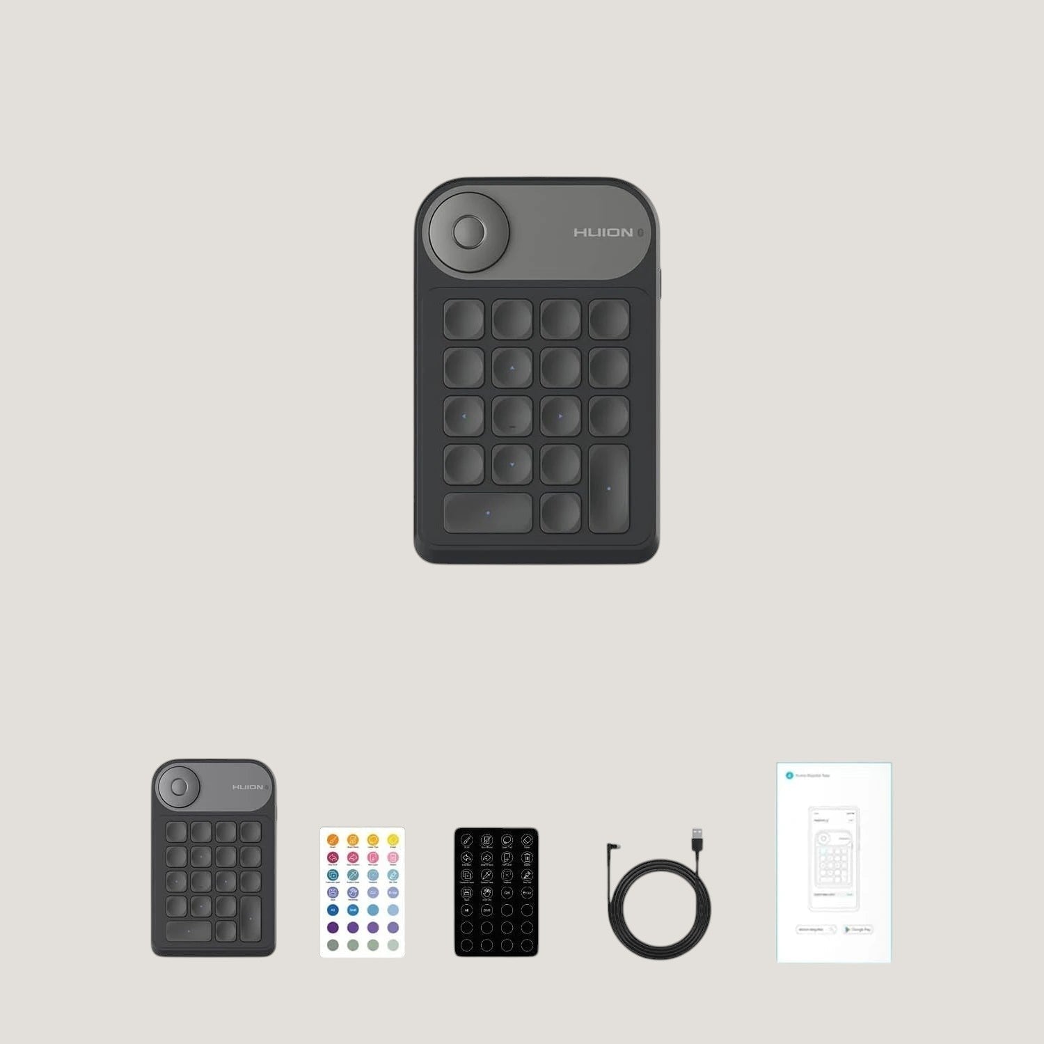 Melora HUION Keydial Mini wireless keydial with programmable keys, dial controller and charging cable