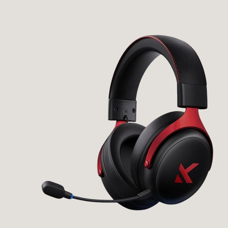 Black and red MCHOSE V9 Pro wireless gaming headset by Melora with microphone and 7.1 surround sound