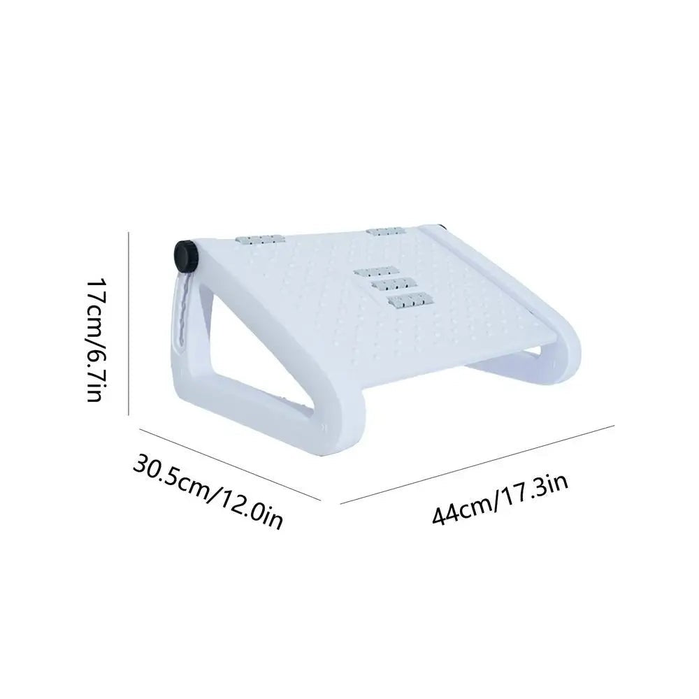 White Melora ABS under-desk foot rest with ergonomic shape and anti-slip base