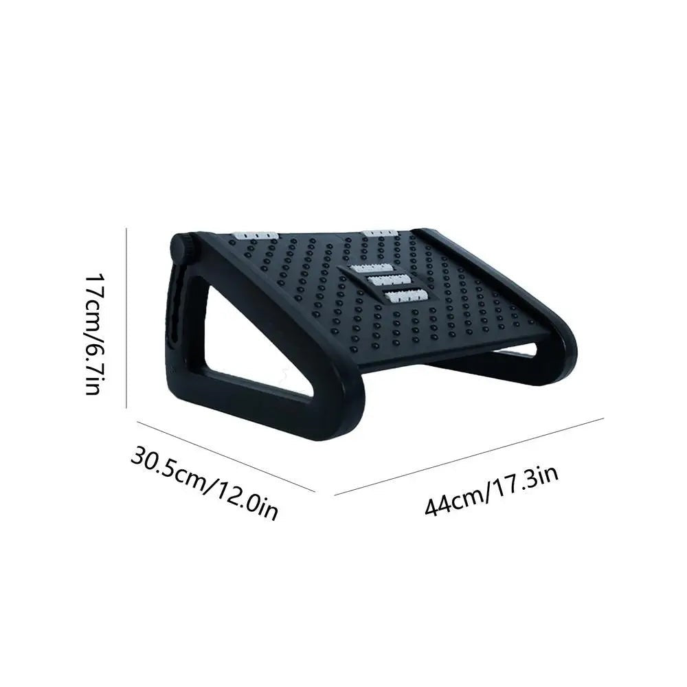 Black Melora ABS under-desk foot rest with ergonomic shape for office desks
