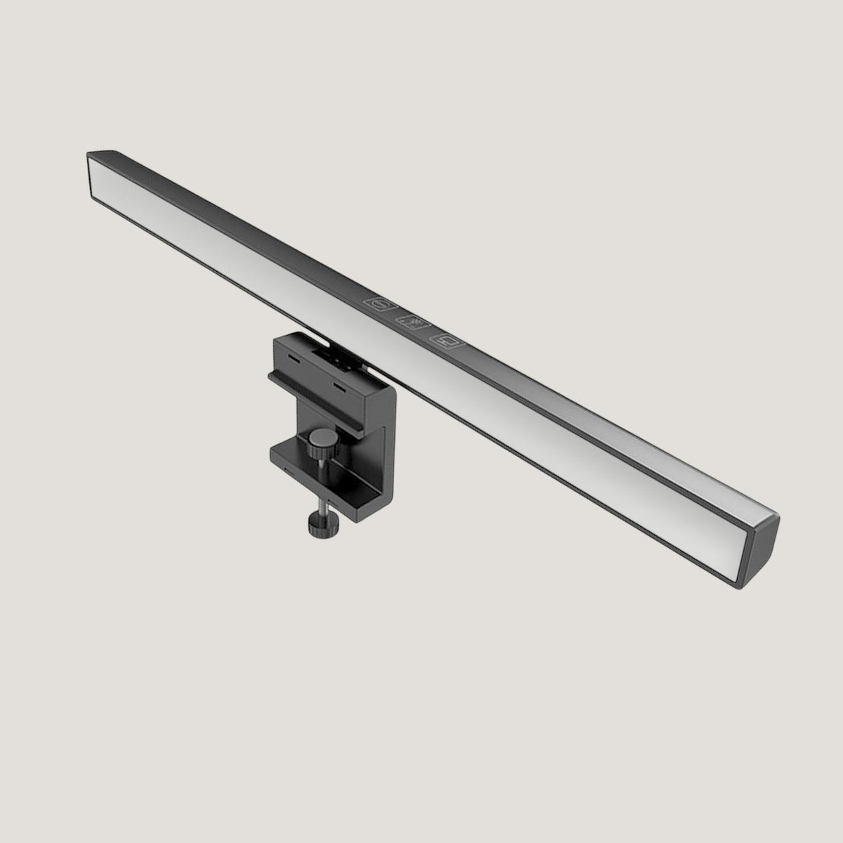 Black Melora monitor light bar mounted on a monitor screen