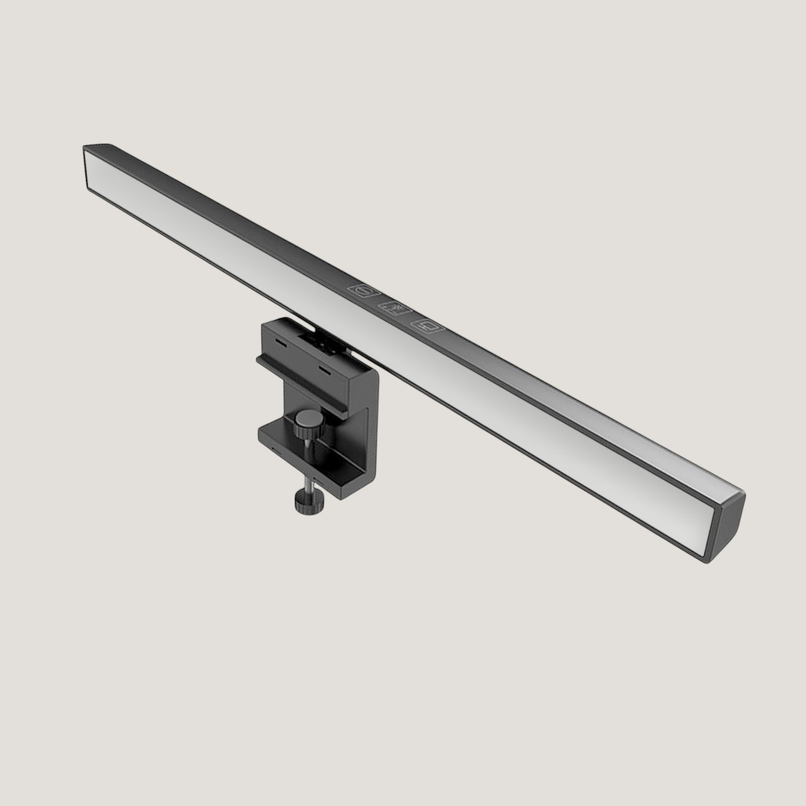Black Melora monitor light bar mounted on a monitor screen