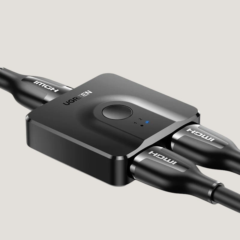 Black Melora UGREEN bi-directional 4K 60Hz HDMI switch with LED indicator