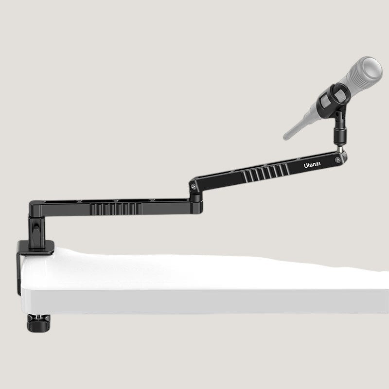 Black aluminum Melora Ulanzi LS26 low-profile desktop mic arm with C-clamp mount