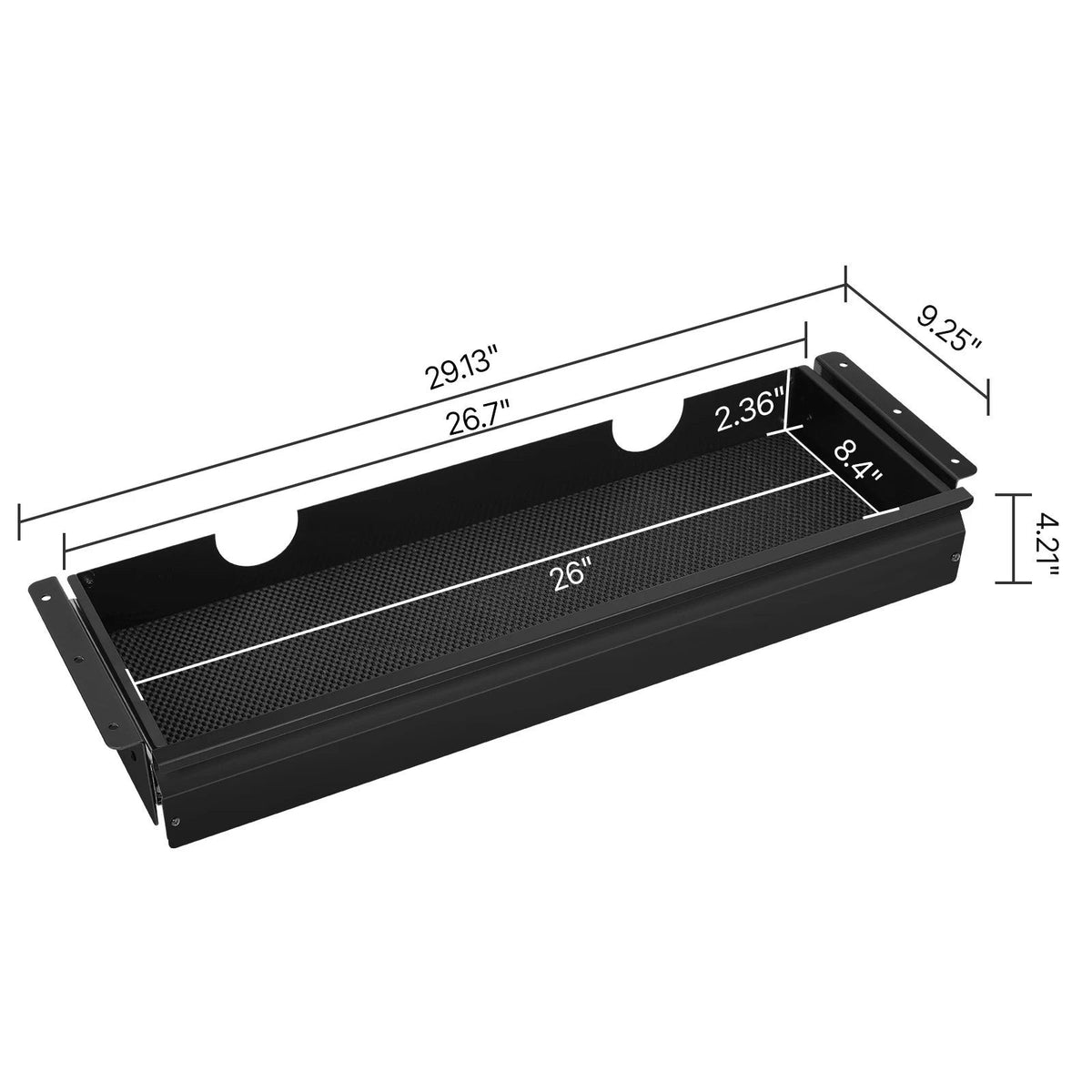 Black steel Melora SucceBuy under-desk drawer organizer with cushioned interior lining